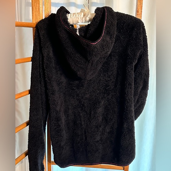 Calvin Klein Performance Quarter Zip Sherpa Hoodie Girls Youth Large Black Pink - Picture 3 of 6